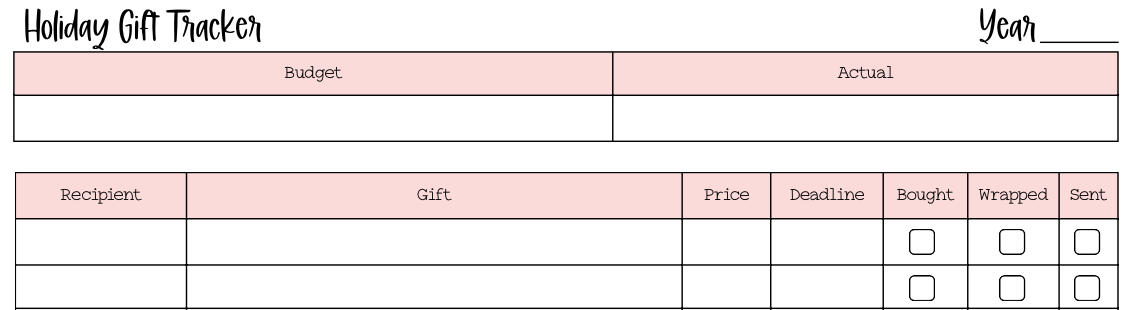 Holiday Gift Tracker