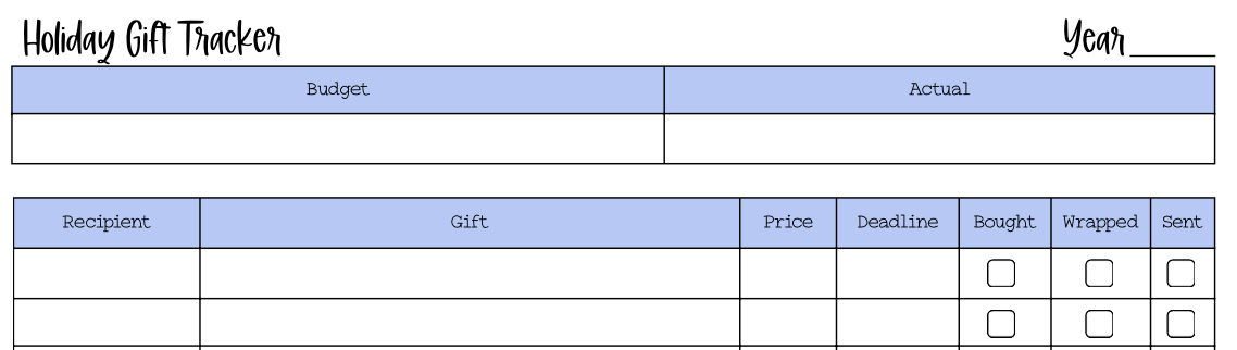 Holiday Gift Tracker