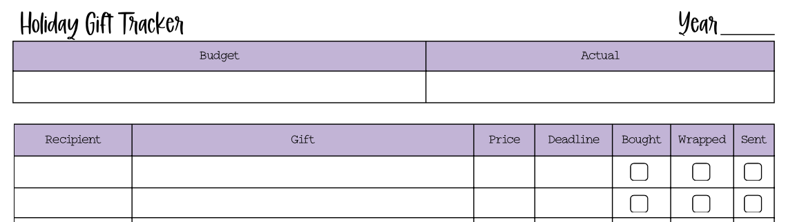 Holiday Gift Tracker