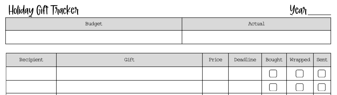 Holiday Gift Tracker